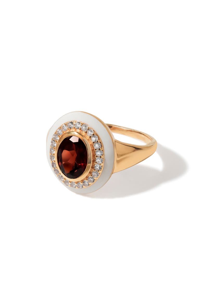 Gold Plated Sterling Silver Garnet Ring, Alternate, color, GOLD GARNET RED