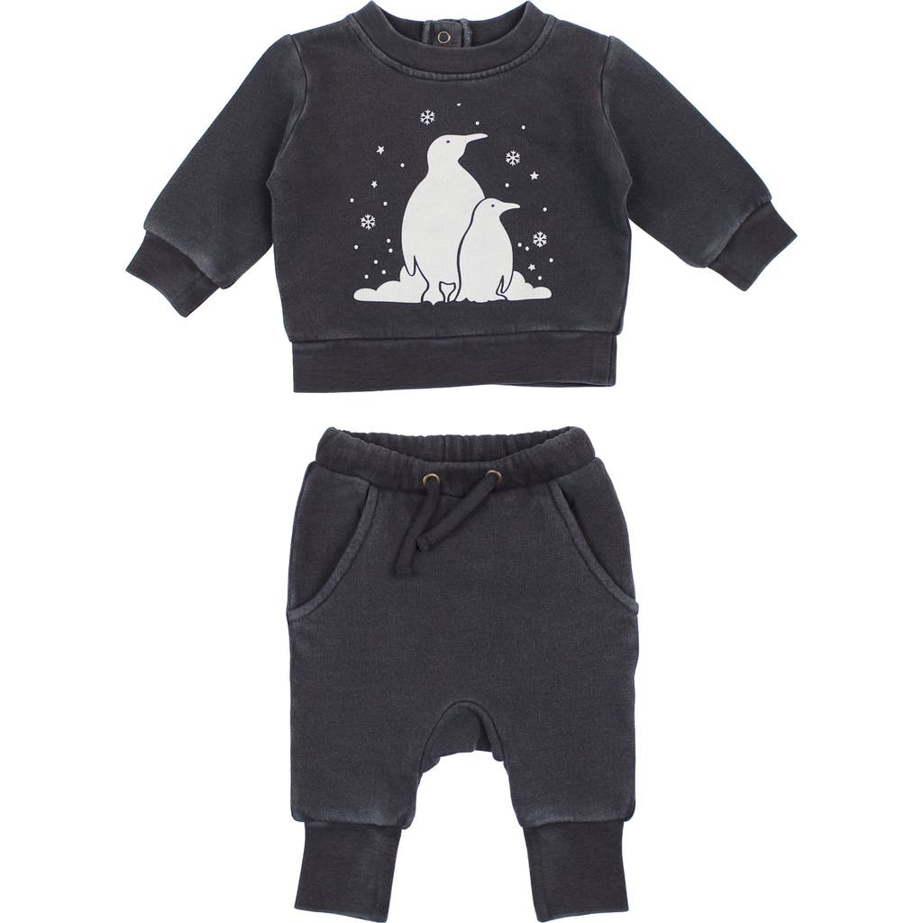 L'ovedbaby Organic Cotton Fleece Graphic Sweatshirt & Joggers Set In Black