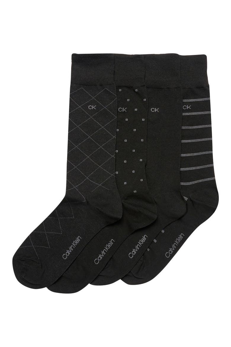 Assorted 4-Pack Cotton Blend Crew Socks, Main, color, BLACK