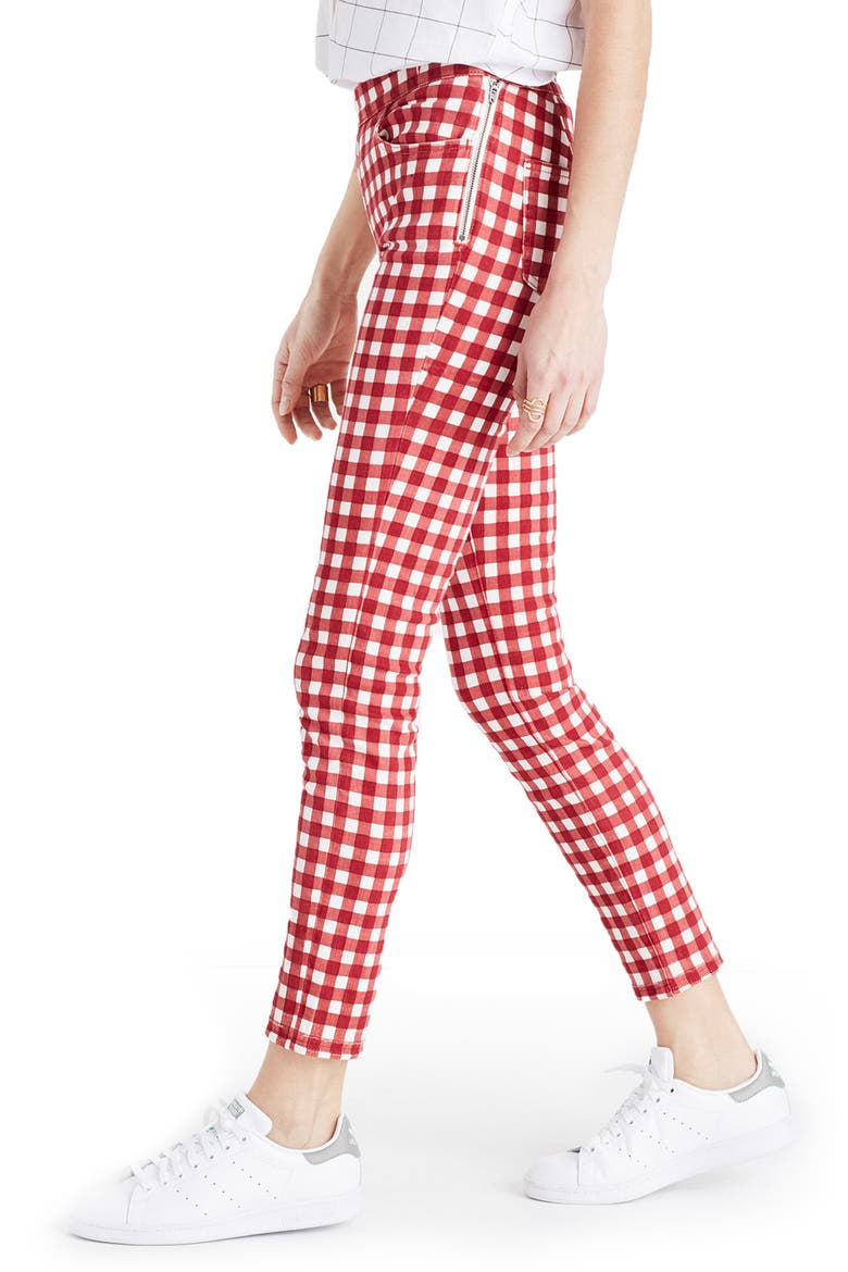 High Riser Gingham Crop Skinny Pants, Alternate, color, GINGHAM PRINT