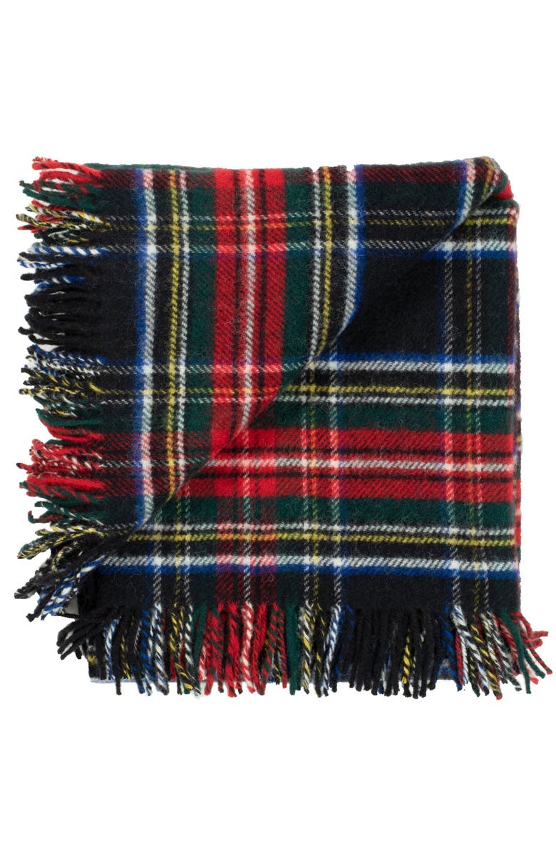 Prince of Scots Highland Tweeds Pure New Wool Fluffy Throw, Main, color, Black Stewart