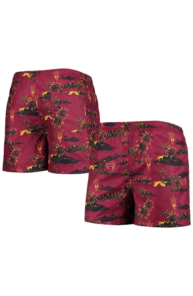 FOCO Men's FOCO Maroon Arizona State Sun Devils Island Palm Swim Trunks, Main, color, Maroon