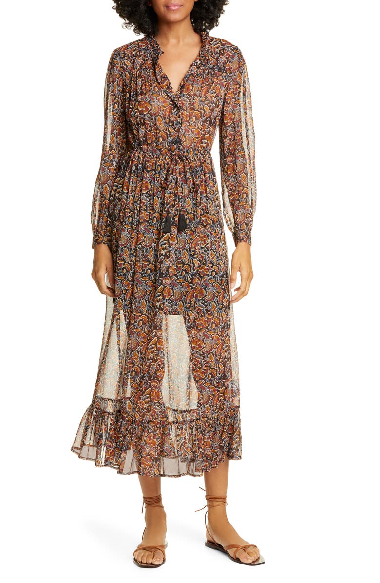 Sea Nicolette Floral Long Sleeve Midi Dress, Alternate, color,