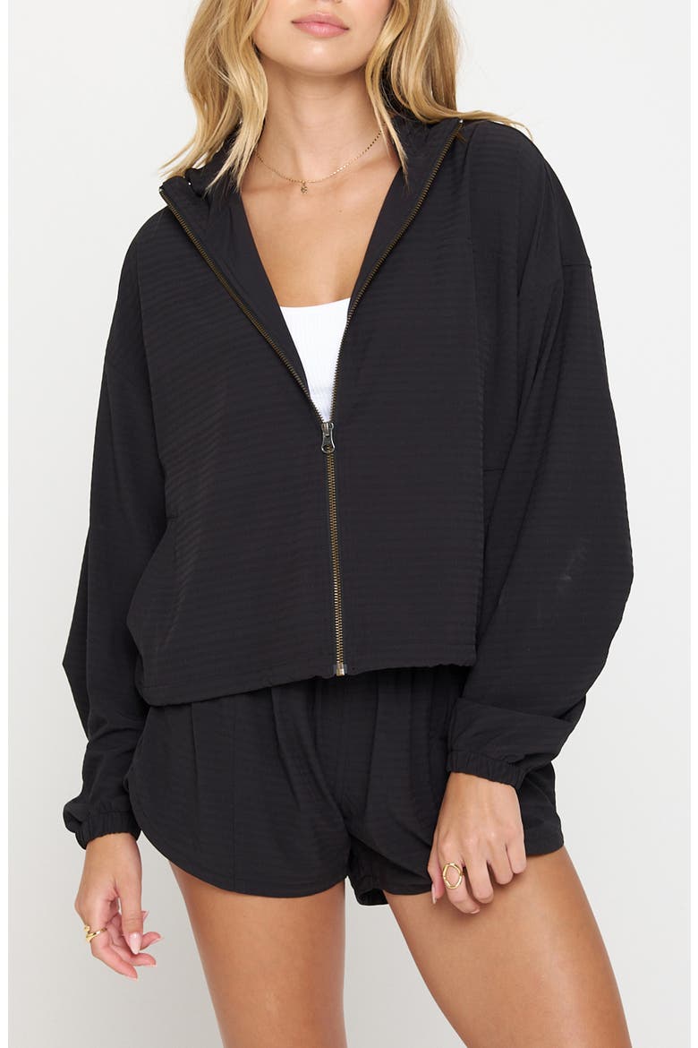 Elana Crop Zip Woven Active Jacket, Main, color, BLACK