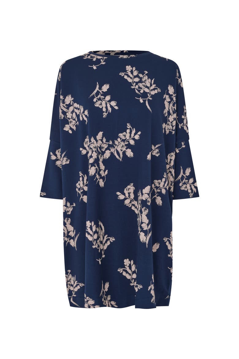 MaGabini Floral Tunic Top, Alternate, color, Navy Blazer