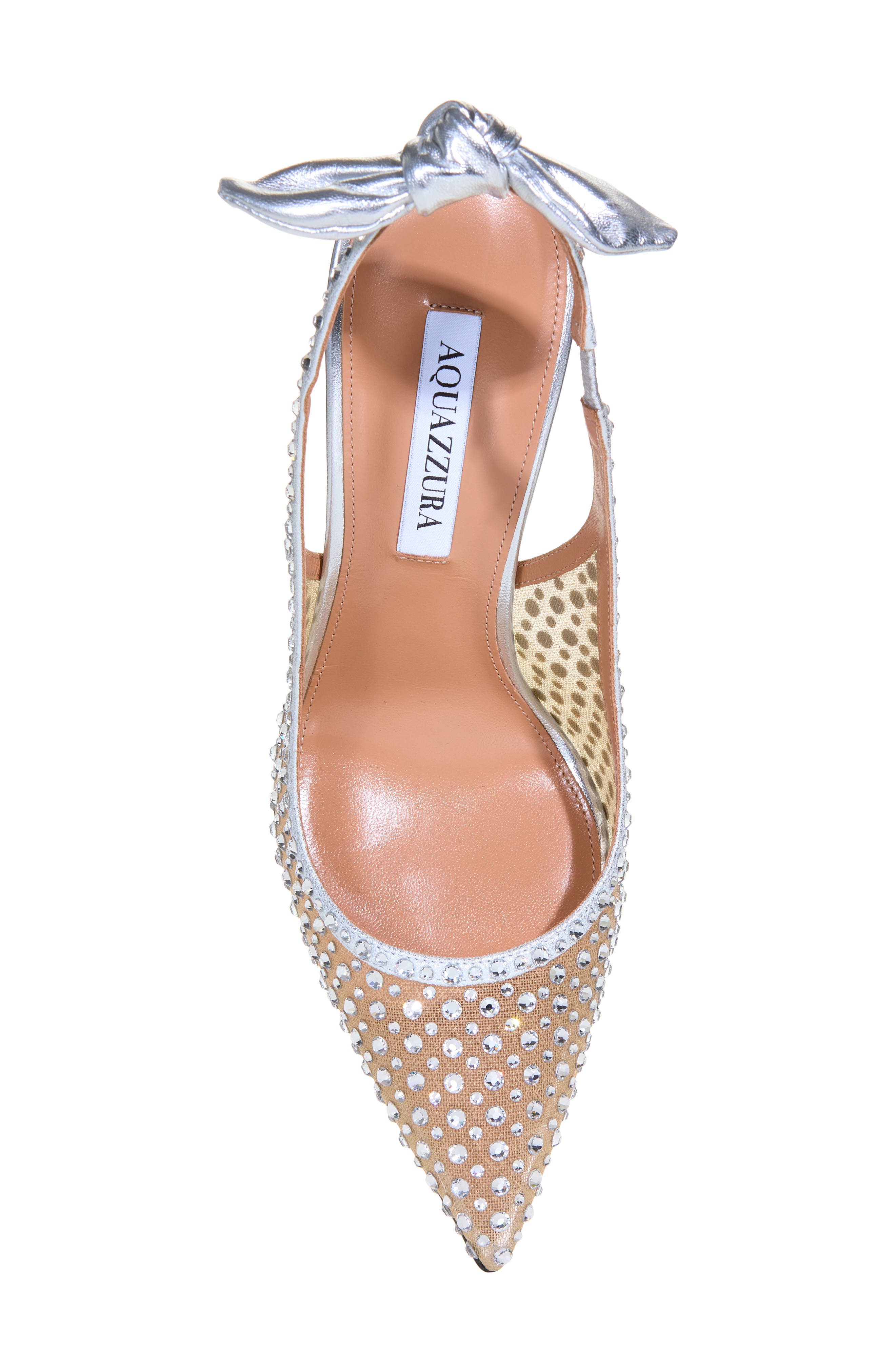 Bow Rhinestone Slingback Sandal, Alternate, color, SILVER