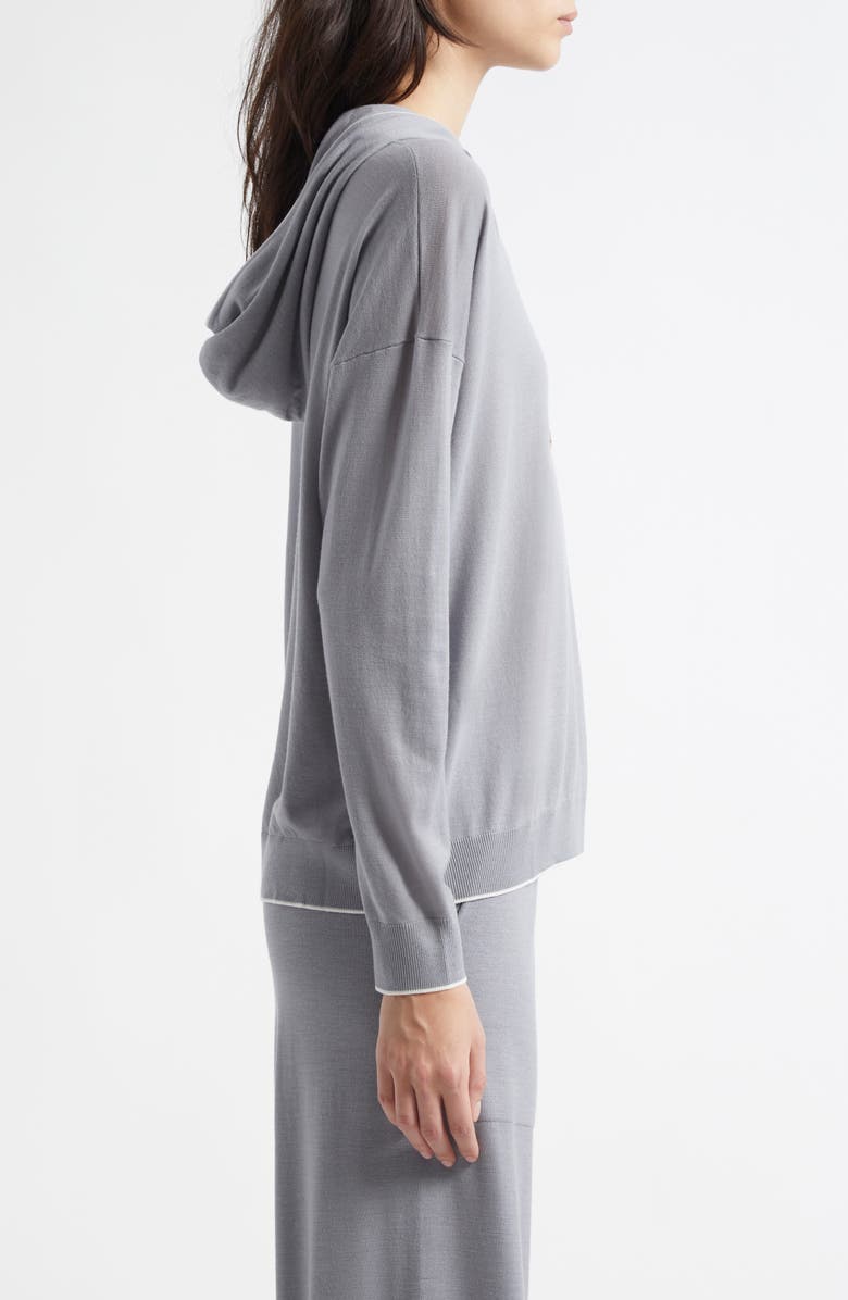 Eleventy Merino Wool Hoodie, Alternate, color, Dust And White