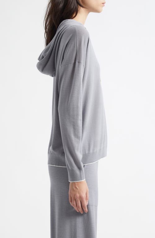 Eleventy Merino Wool Hoodie In Dust And White
