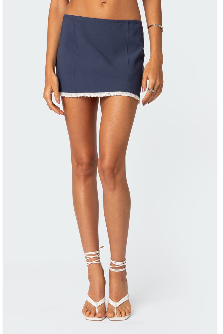 Thora Eyelet Embroidered Trim Miniskirt, Alternate, color, NAVY