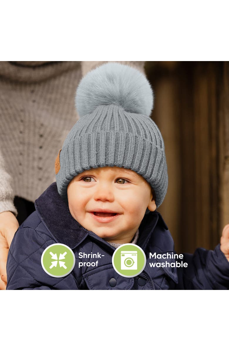 KeaBabies 2-Pack Pom Knitted Beanie, Alternate, color, Steel