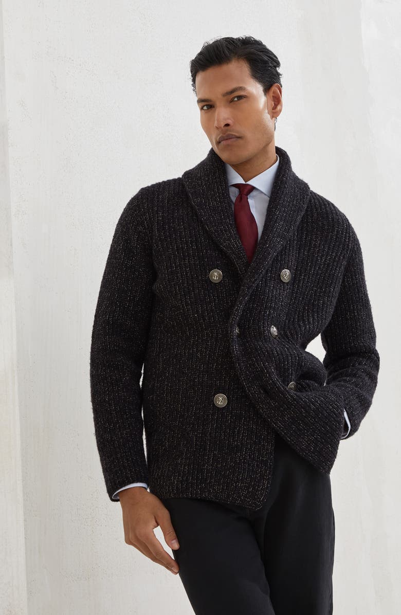 Brunello Cucinelli One-and-a-half breasted cardigan, Alternate, color, Black