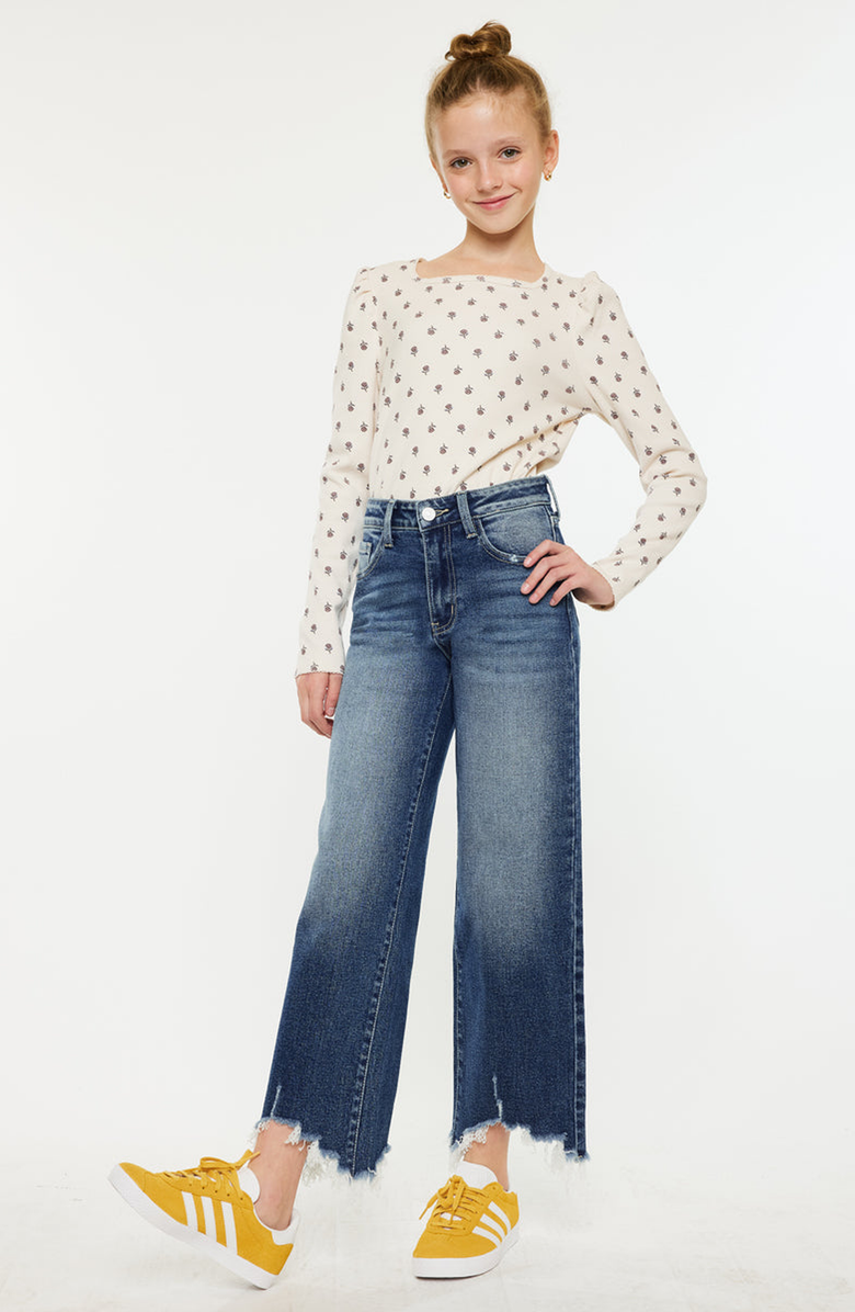 KanCan America High Rise Cropped Wide Leg Jeans, Alternate, color, Medium Wash