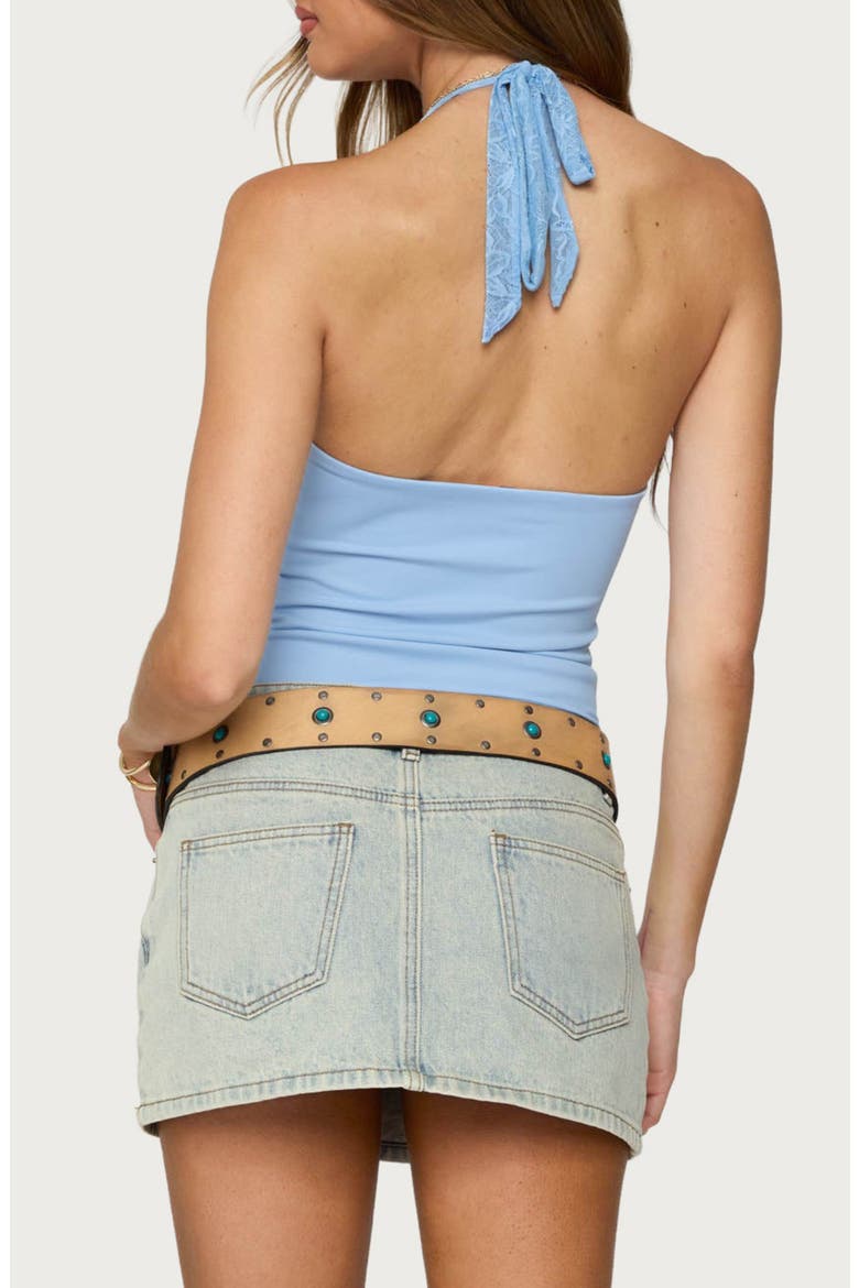 Jordie Lace Trim Halter Top, Alternate, color, LIGHT-BLUE