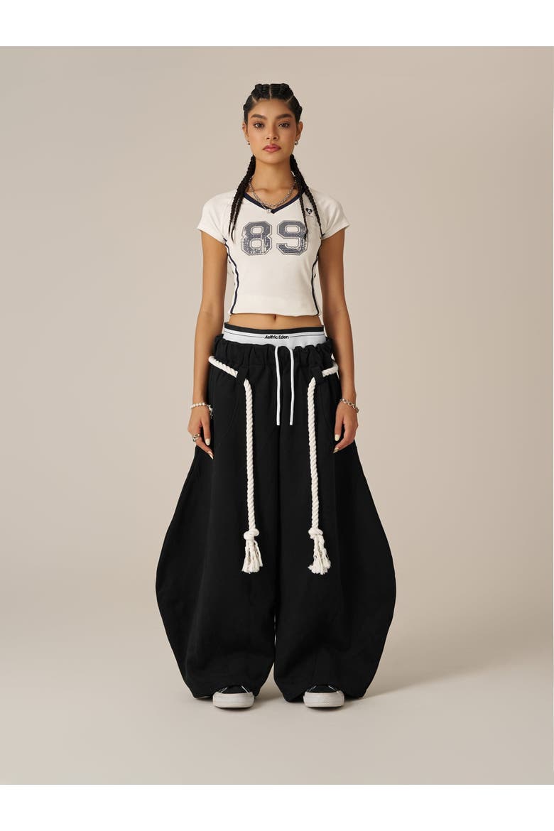 Double Waist Super Baggy Barrel Sweatpants, Main, color, Black