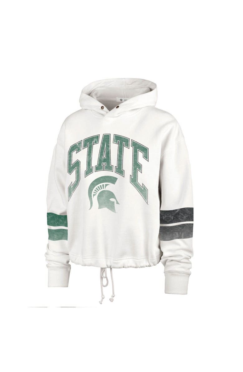 '47 Women's '47 Cream Michigan State Spartans Harper Adjustable Cropped Pullover Hoodie, Alternate, color, 