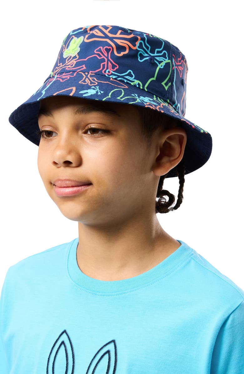 Psycho Bunny Kids' Barrett Reversible Bucket Hat, Alternate, color,