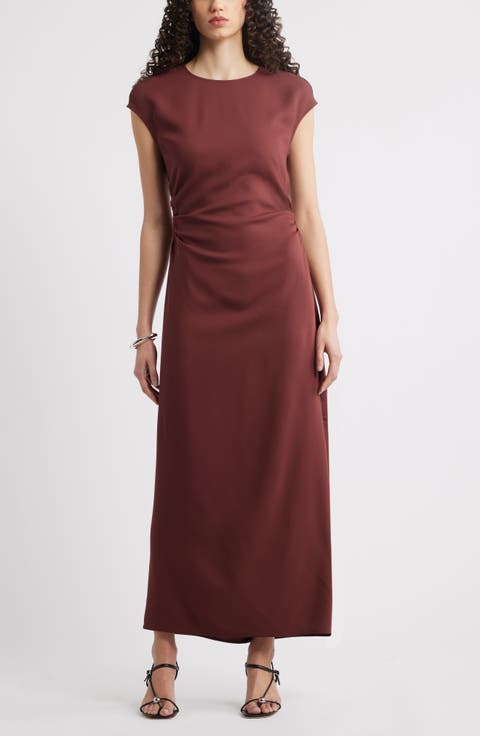 Drape Cap Sleeve Maxi Dress