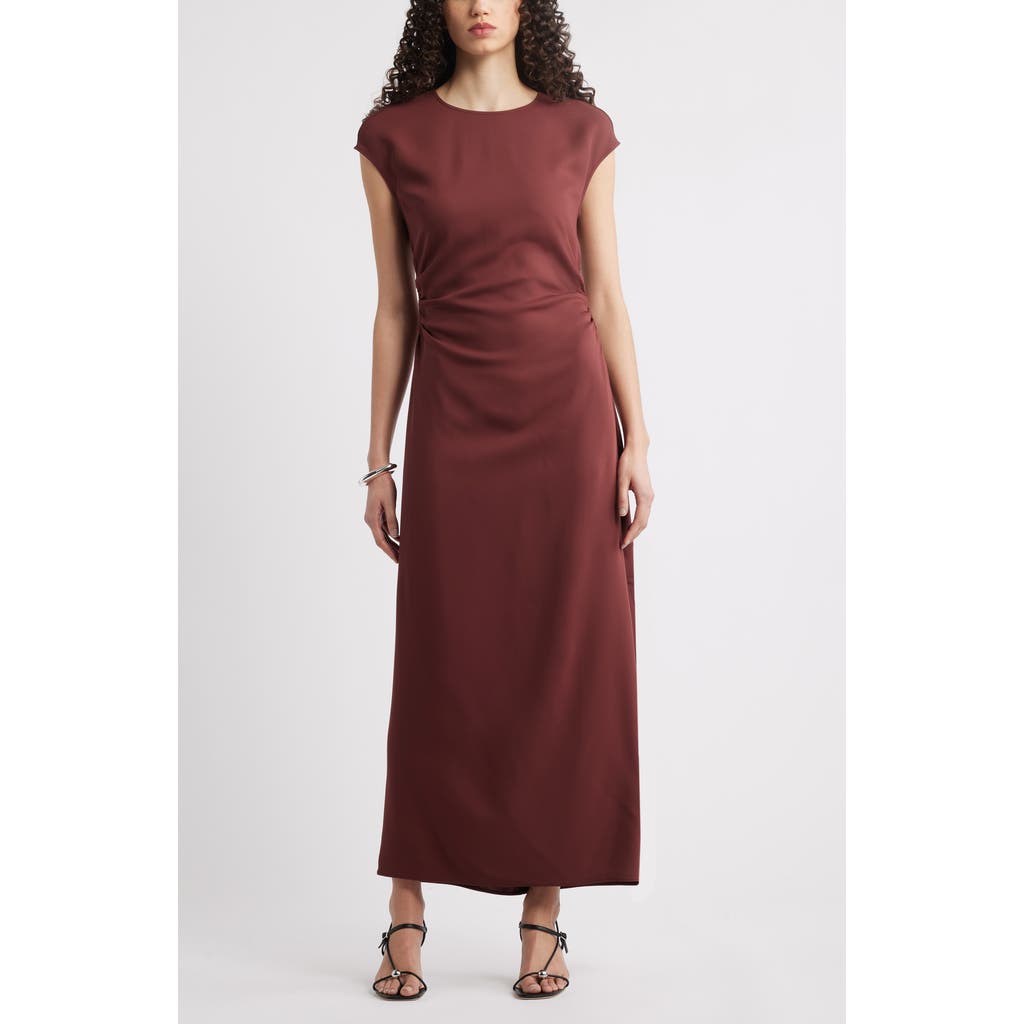 Nordstrom Drape Cap Sleeve Maxi Dress In Brown