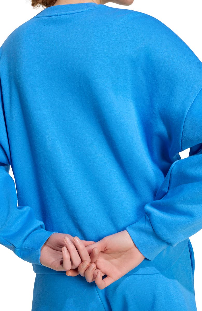 adidas Essentials Small Logo Feel Cozy Sweatshirt, Alternate, color, Ray Blue/ White