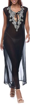 RANEES Embellished Sheer Cover-Up Dress