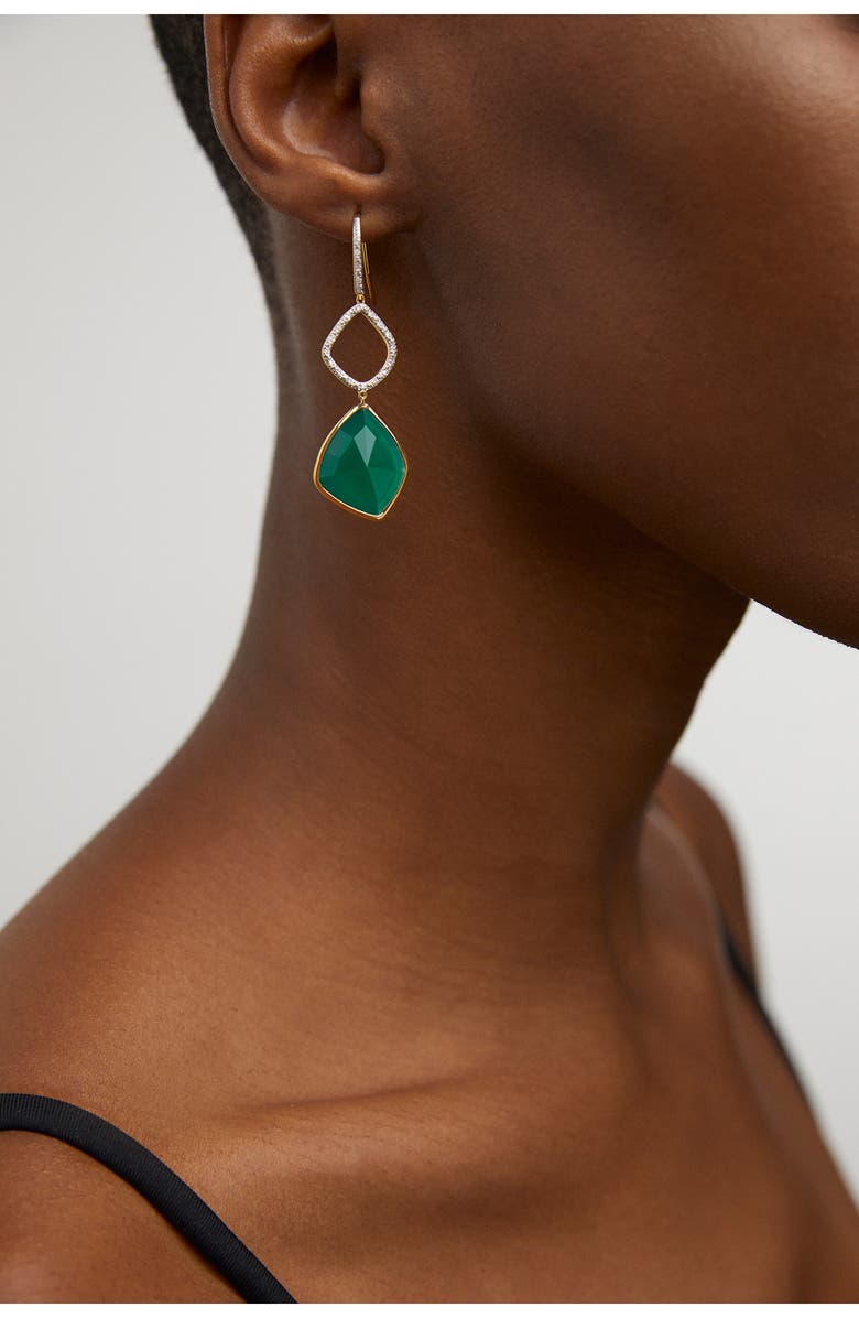 Monica Vinader Siren Green Onyx Drop Earrings, Alternate, color,