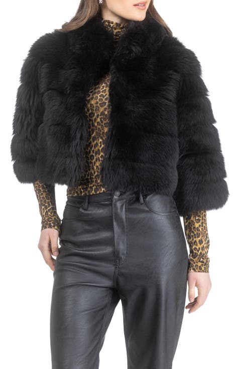 Genuine Shearling Bolero, Cropped Sleeves