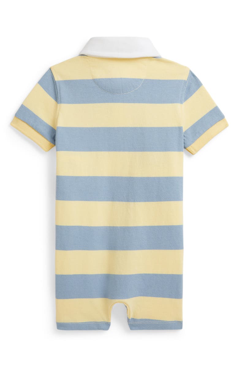 Ralph Lauren Rugby Stripe Cotton Jersey Romper, Alternate, color, T-Bird Yellow Multi