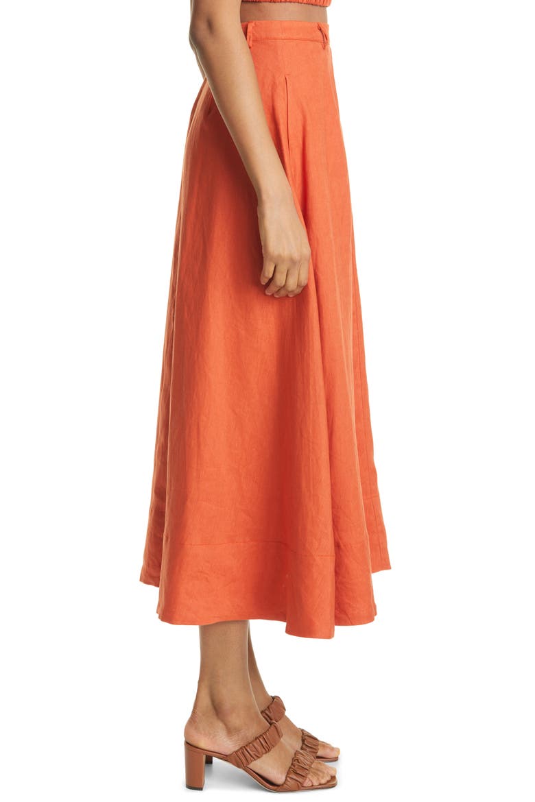 Cybele Linen Skirt, Alternate, color, BURNT OCHRE