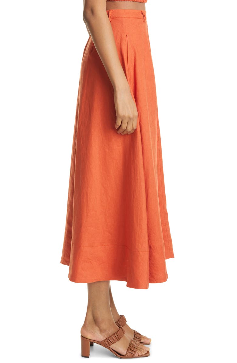STAUD Cybele Linen Skirt, Alternate, color,