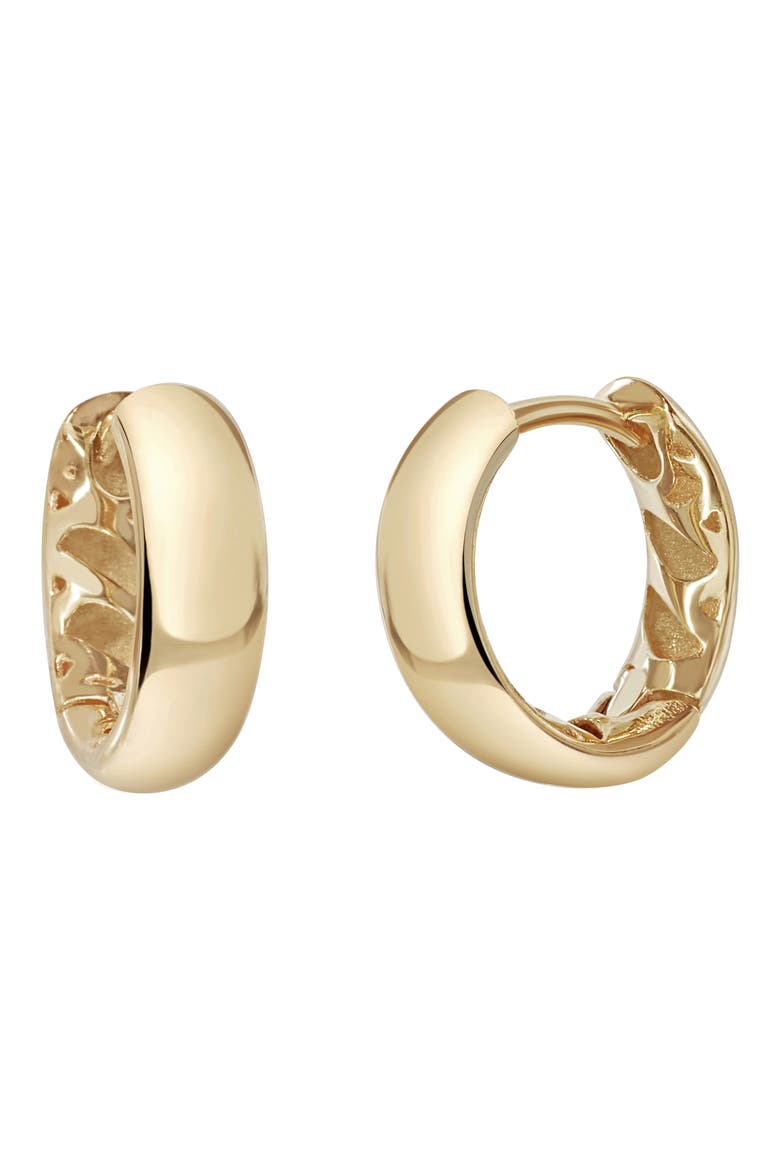14K Gold Small Textured Hoop Earrings, Main, color, 14K YELLOW GOLD
