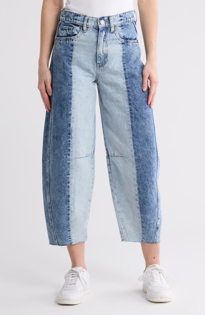 BLANKNYC Fray Hem Barrel Leg Jeans, Main, color, Piece By Piece