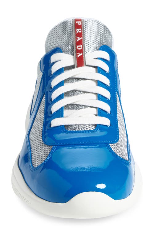 Shop Prada America's Cup Vernice Bike Low Top Sneaker In Cina/argento