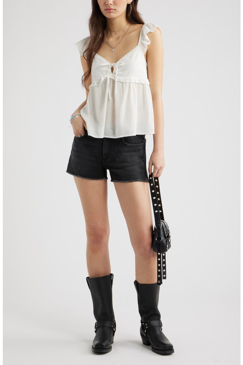 Festival Low Rise Stretch Denim Cutoff Shorts, Alternate, color, WASHED BLACK
