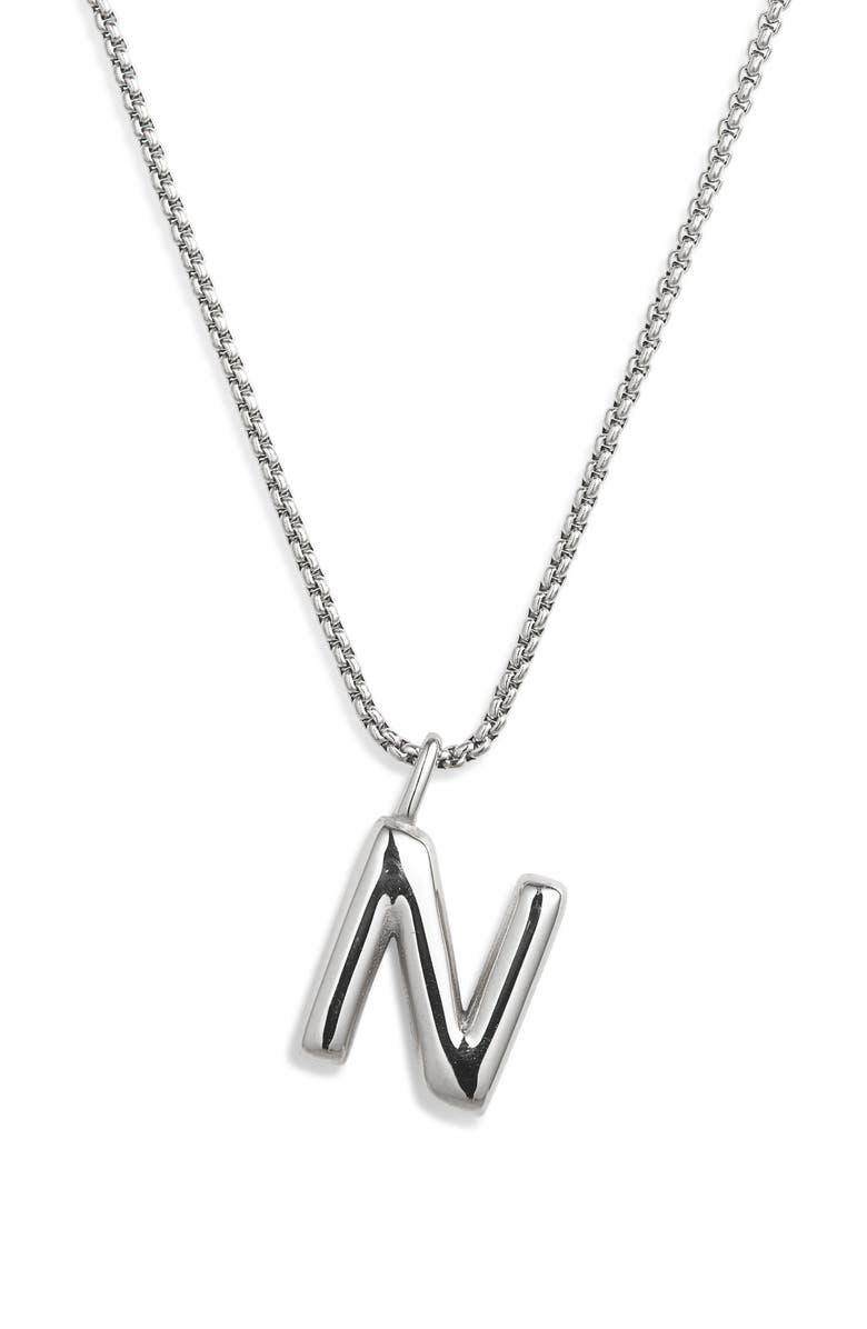 Open Edit Waterproof Bubble Initial Pendant Necklace, Alternate, color, N- Silver