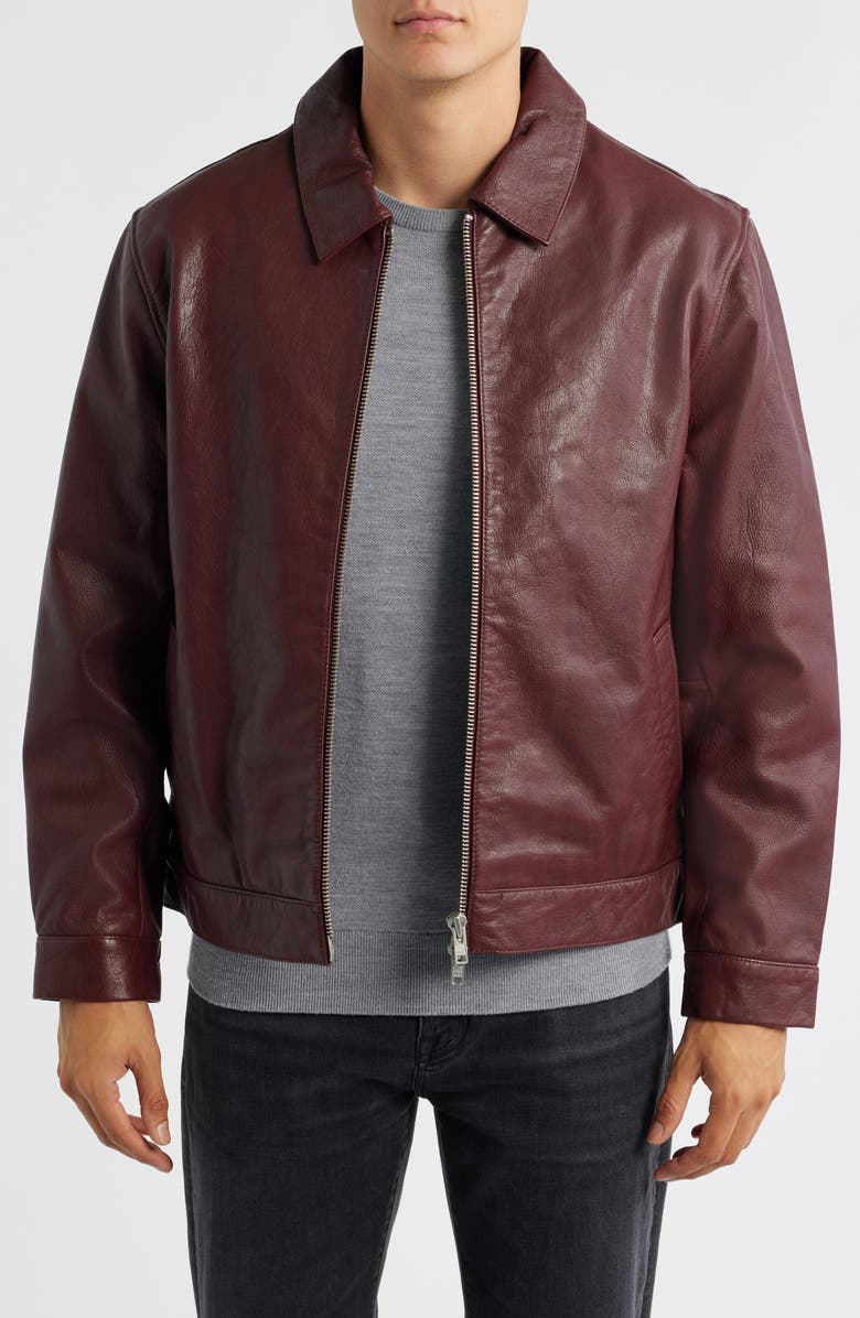Wax London Kendal Leather Jacket, Main, color, Cherry
