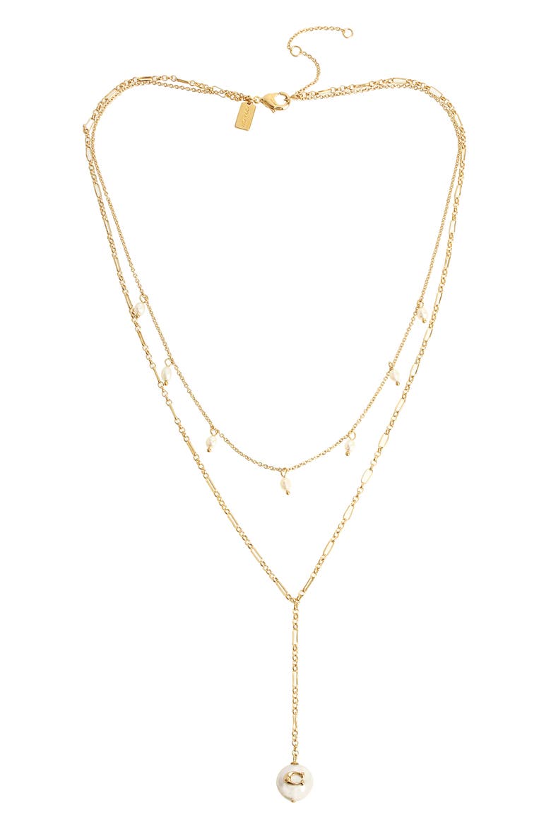 Pearl Double Strand Y-Necklace, Main, color, PEARL