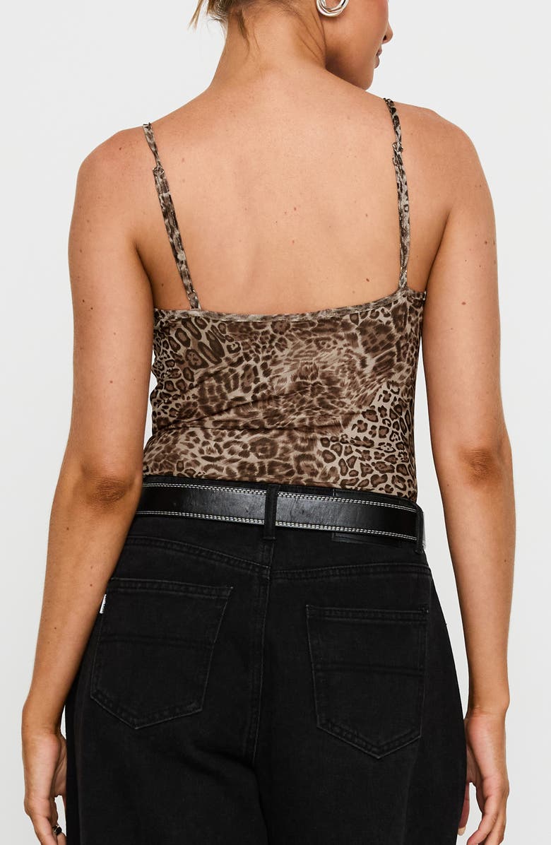 Princess Polly Elixia Leopard Print Bodysuit, Alternate, color, Brown