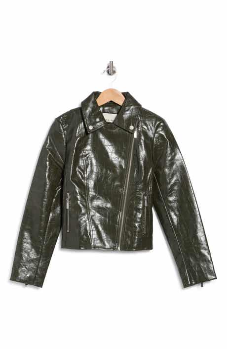 Croc Embossed Faux Leather Moto Jacket