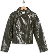 Bagatelle Croc Embossed Faux Leather Moto Jacket