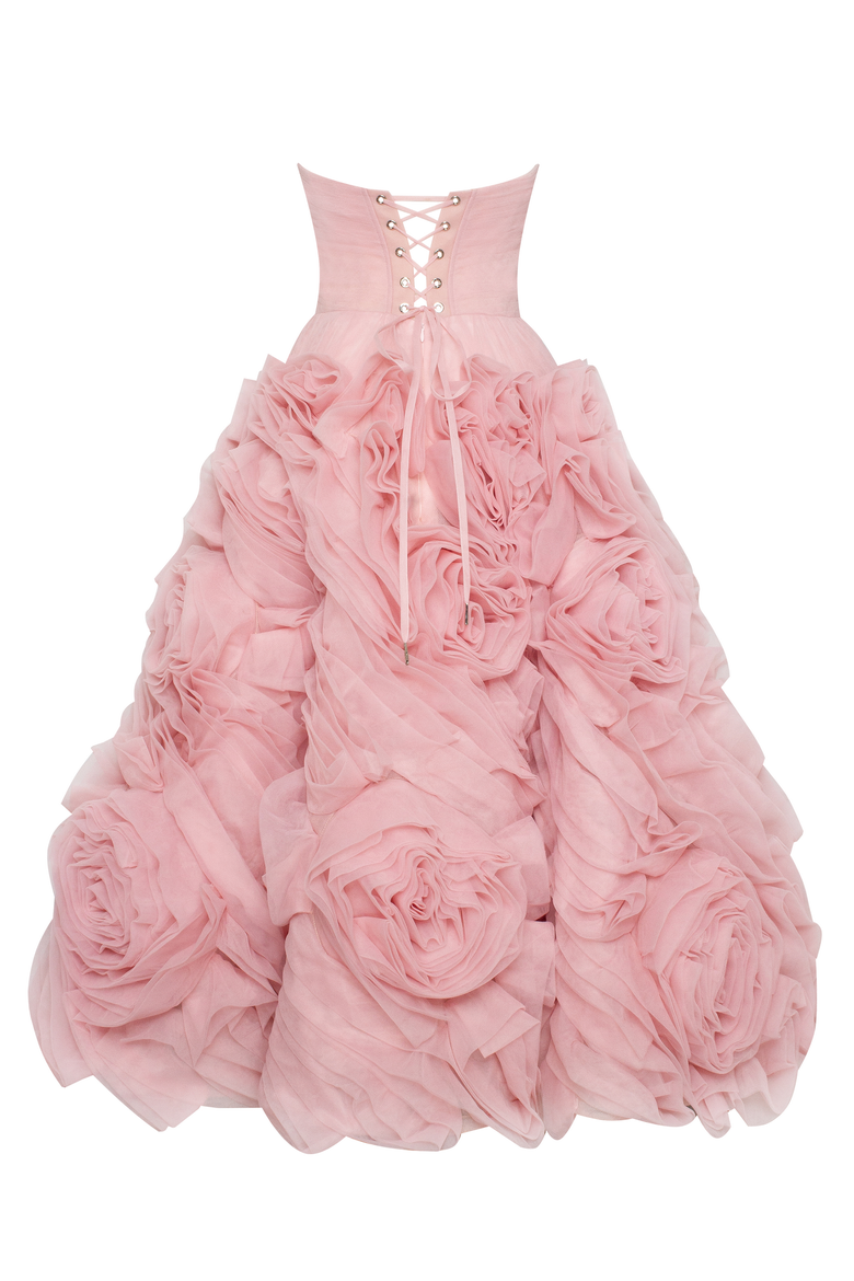 A-Line Tulle Midi Formal Occasion Dress, Alternate, color, Misty Rose