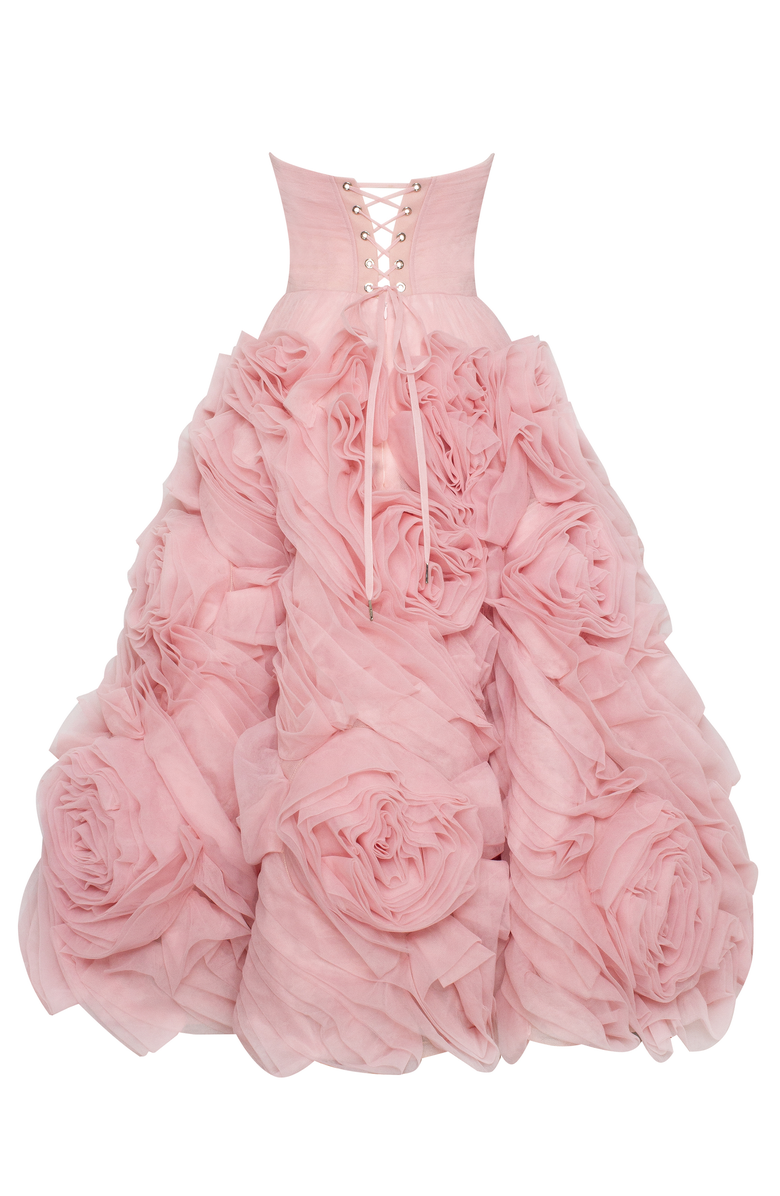 Milla A-Line Tulle Midi Formal Occasion Dress, Alternate, color, Misty Rose
