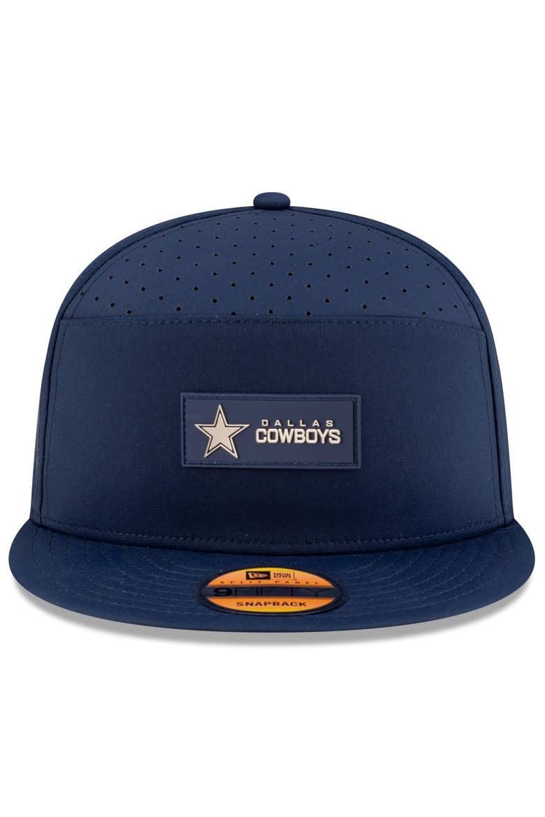 Men's New Era Navy Dallas Cowboys 2025 Sideline  Split Panel 9FIFTY Snapback Hat, Alternate, color, Navy