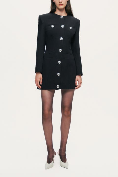 Padded Shoulder Mini Dress