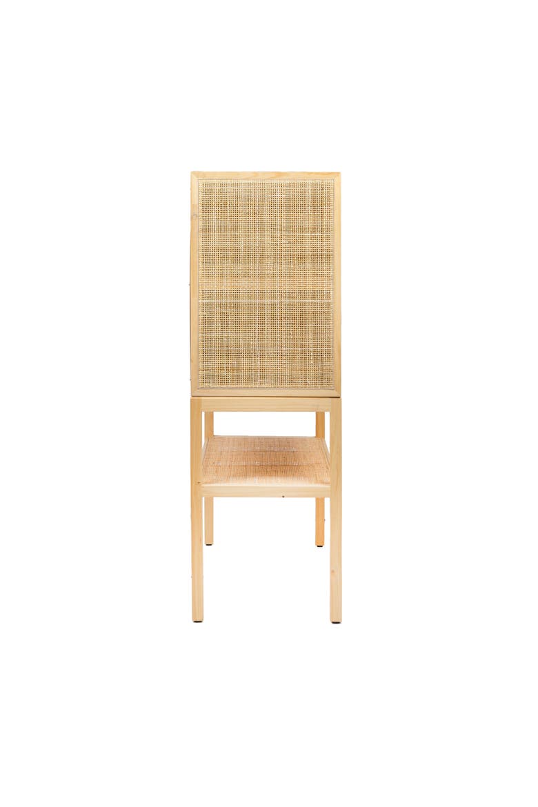 Woven Rattan And Wood Cabinet With 2 Doors, 1 Shelf, And 4 Interior Storage Compartments, Natural, Alternate, color, Natural