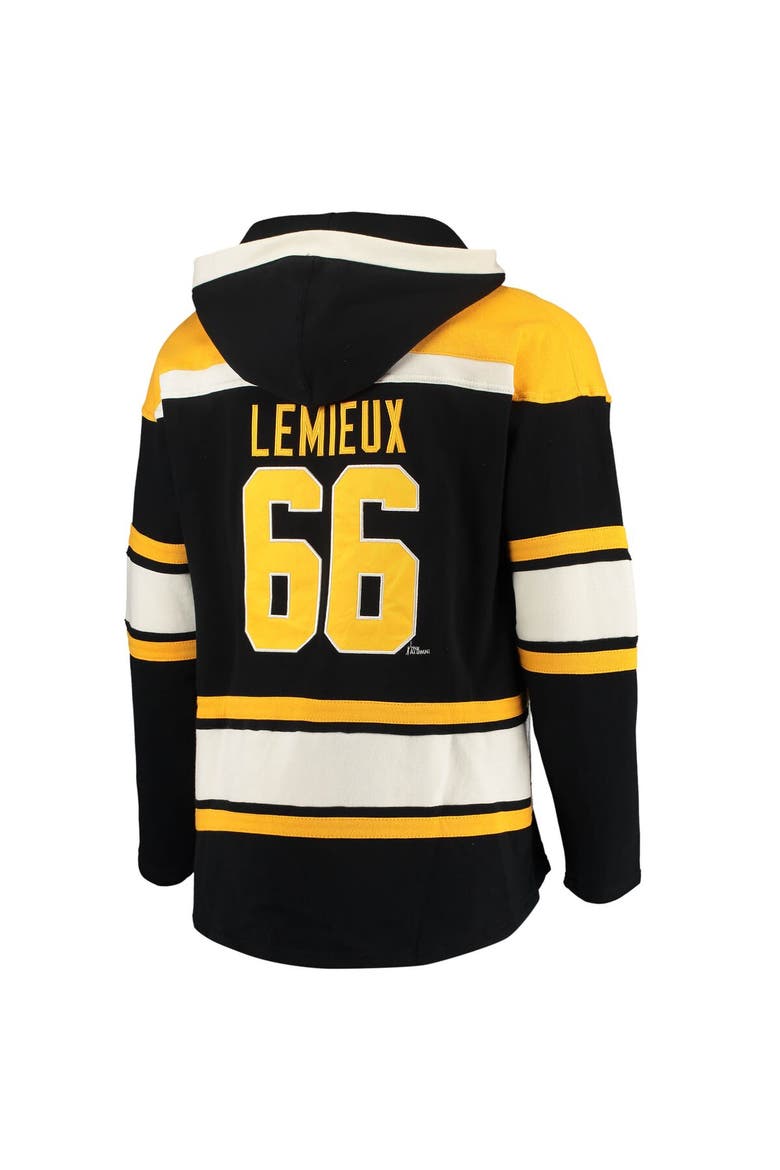 Men's '47 Mario Lemieux Black Pittsburgh Penguins Retired Player Name & Number Lacer Pullover Hoodie, Alternate, color, Black