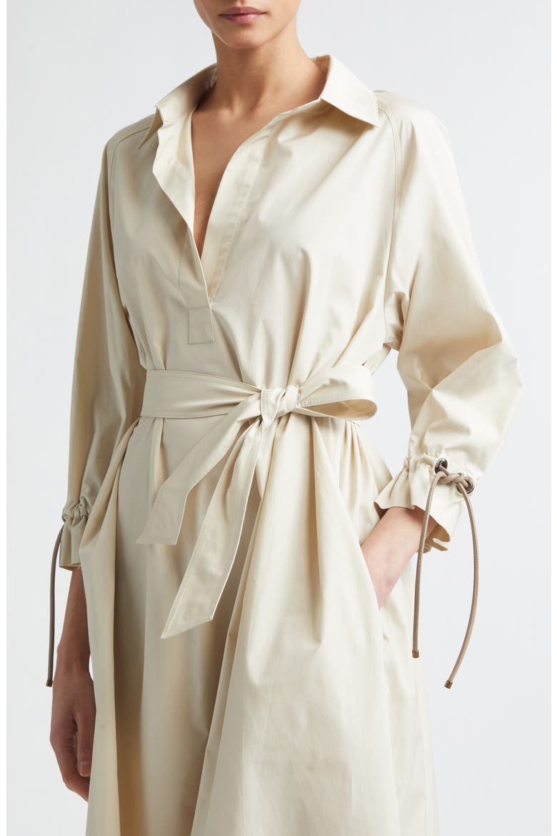 Mirto Oversize Belted Cotton Poplin Shirtdress, Alternate, color, BEIGE