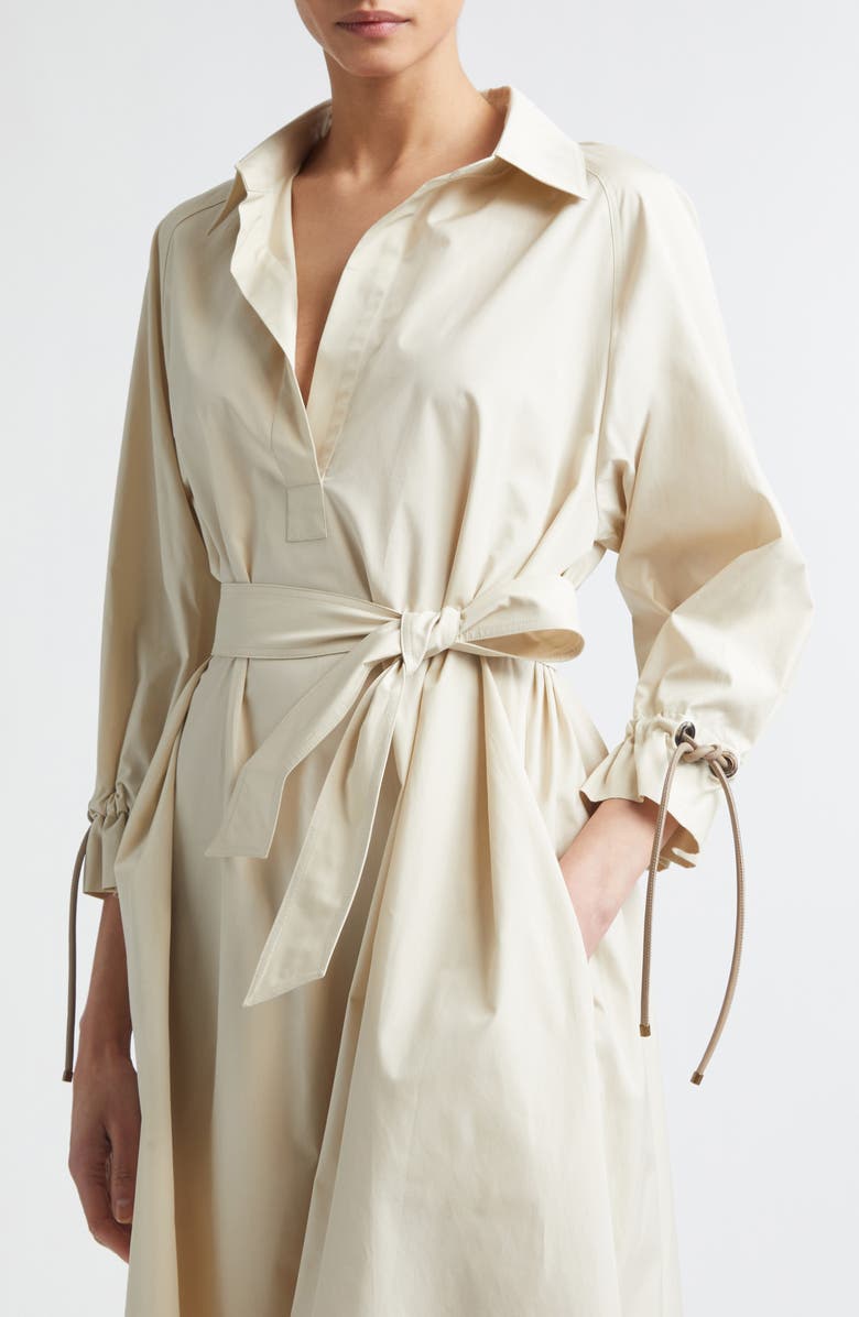 Max Mara Mirto Oversize Belted Cotton Poplin Shirtdress, Alternate, color, Beige