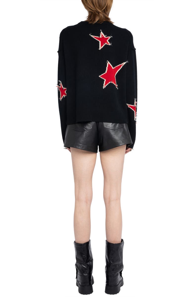 Zadig & Voltaire Markus Stars Cashmere Sweater, Alternate, color, Black