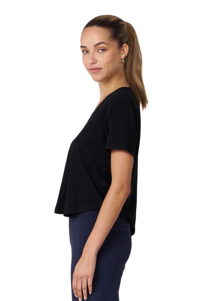 Rebody Essentials V Neck Short Sleeve Top, Alternate, color, Black