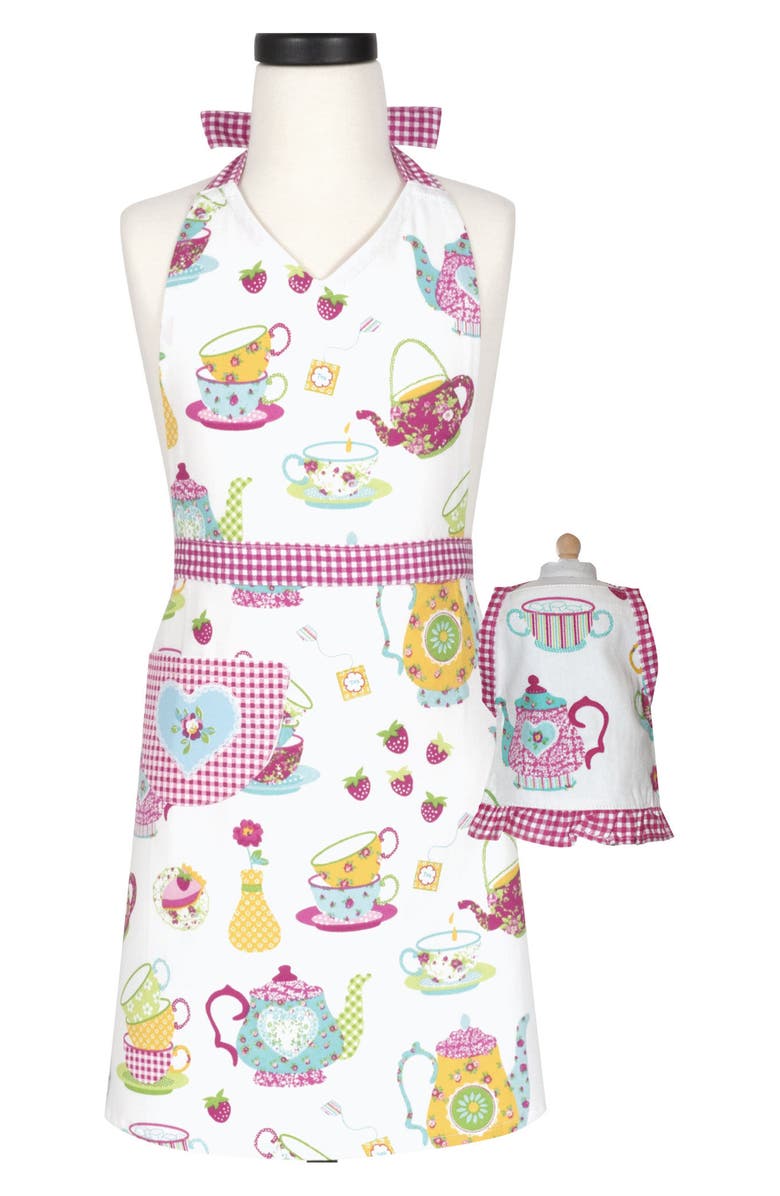 Handstand Kitchen Tea Party Kid Apron & Doll Apron Set, Main, color, 